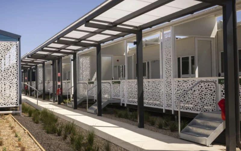 Rows of kennels at an animal quarantine facility used for pet quarantine on arrival